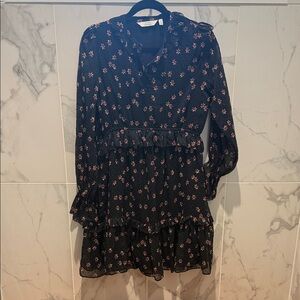 & Other Stories Black Dress with Red Floral Accent